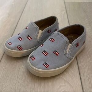 Janie and Jack Kids Slip-On Shoes with American Flag Pattern Size 8